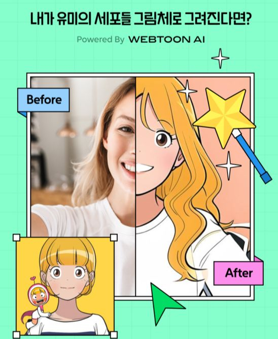 Naver Webtoon’s “Toon Filter,” a program that draws a picture in the style of certain webtoon artists. [NAVER]