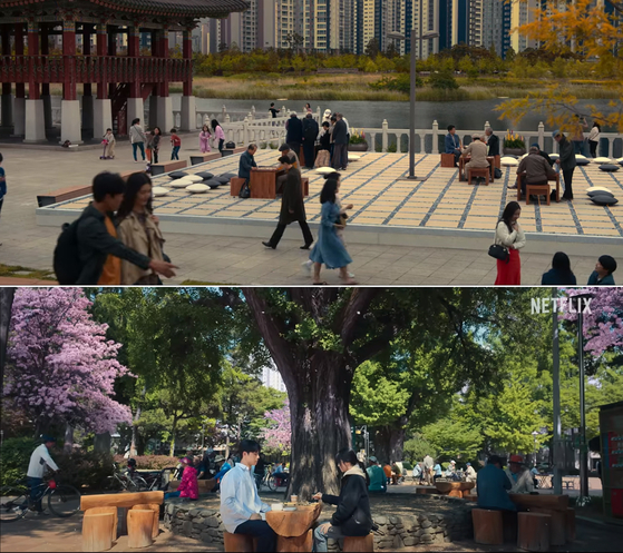 Cheongna Lake Park in Seo District, Incheon, gained popularity after appearing in the hit Netflix series "The Glory" (2022–). [SCREEN CAPTURE]