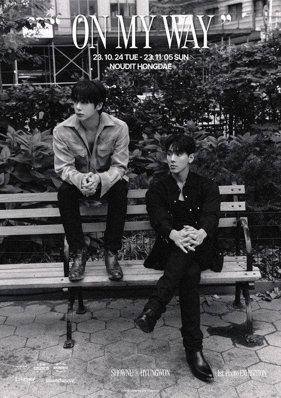The poster for Monsta X's Shownu X Hyungwon's photo exhibition "On My Way." [STARSHIP ENTERTAINMENT]