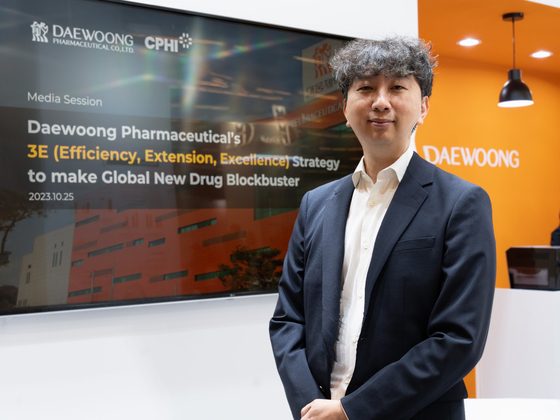 Kim Do-young, head of Daewoong Pharmaceutical’s Global Development Center, poses for a photo on Wednesday during the CPHI Worldwide 2023 held in Barcelona. [DAEWOONG PHARMACEUTICAL]