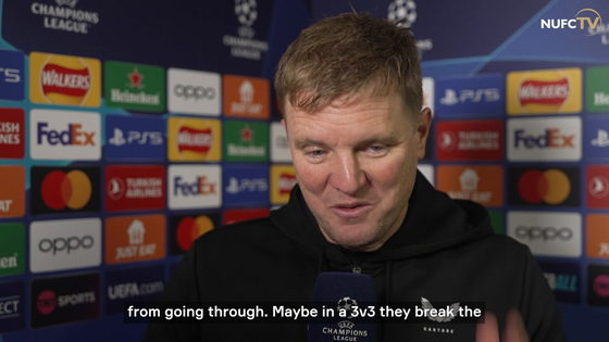 Newcastle manager Eddie Howe speaks after the UEFA Champions League match against Borussia Dortmund. [ONE FOOTBALL] 