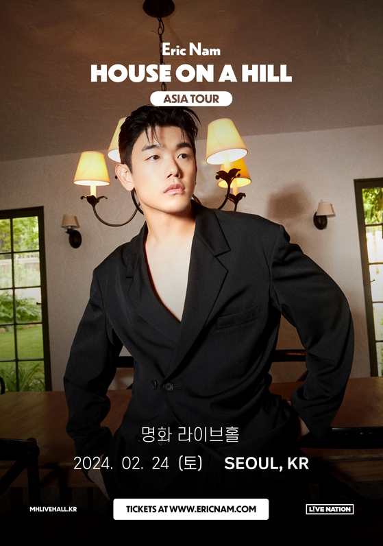 Eric Nam is currently on his “House On A Hill World Tour.” Derived from his full-length album “House on a Hill,” which dropped in September, the singer is set to perform in cities around the United States, Canada, Asia, Europe, Australia and New Zealand. [LIVENATION KOREA]