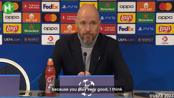 Manchester United manager Erik ten Hag speaks after the team lost 4-3 to Copenhagen in the Champions League on Wednesday. [ONE FOOTBALL] 