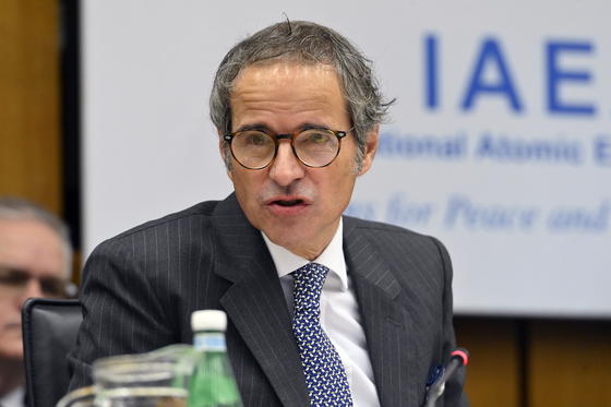 Rafael Grossi, director general of the International Atomic Energy Agnecy (IAEA), delivers his opening statement at the Board of Governors meeting held at the Agency headquarters in Vienna, Austria on Wednesday. [DEAN CALMA/IAEA]