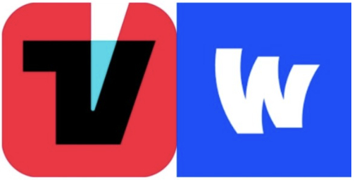 Logos of Tving, left, and Wavve [SCREEN CAPTURE]