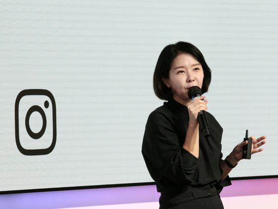 Meta Korea's Kim Na-young, the head of media partnerships, speaks at a press event to highlight key trends on Instagram at Meta Korea's headquarters in southern Seoul, Tuesday. [META KOREA]