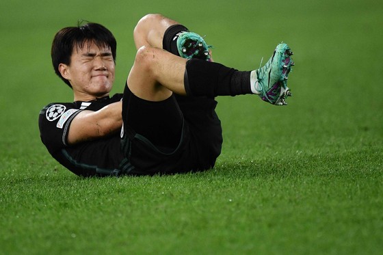 Celtic's Yang Hyeon-jun reacts during a UEFA Champions League match against Lazio at the Olympic Stadium in Rome on Nov. 28.  [AFP/YONHAP]