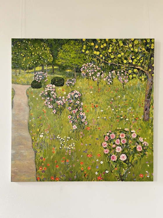 Gustav Klimt's The Rose Garden, 1911, at the Klimt Villa. [ESTHER CHUNG]