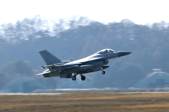 F-16 taking off at an unspecified air base in November. [REPUBLIC OF KOREA AIR FORCE] 