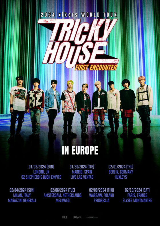 Poster promoting xikers' upcoming Europeean tour dates [KQ ENTERTAINMENT]