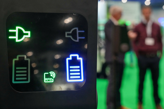An electric battery charger is displayed at CTEK exhibition at The London EV Show, in London, England, Nov. 30. [YONHAP/REUTERS]