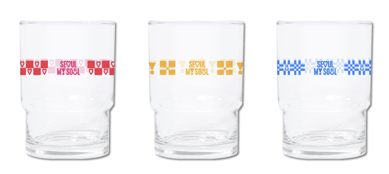 Glass cups embossed with the city slogan "Seoul, my soul." [YONHAP] 