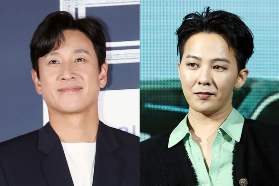 Actor Lee Sun-kyun, left, and K-pop star G-Dragon have been banned from leaving Korea following police investigations over their alleged drug use. [NEWS1]