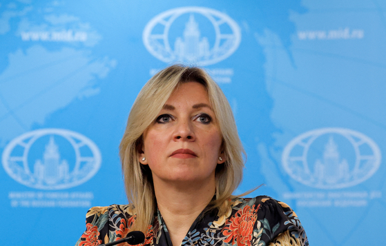 Russian Foreign Ministry spokeswoman Maria Zakharova attends a news conference in Moscow. [REUTERS/YONHAP]