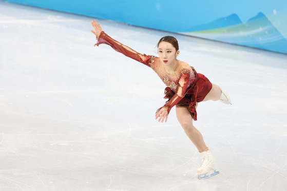 Kim Ye-lim skates during the women's singles at the 2022 Winter Olympics in Beijing, China on Feb. 17, 2022. [JOONGANG ILBO] 