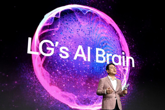 LG Electronics CEO William Cho speaks at a press conference at CES 2024 in Las Vegas on Monday. [LG ELECTRONICS]