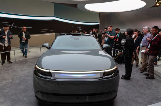 Visitors to CES 2024 look at the Afeela concept EV from Sony Honda Mobility at the Las Vegas Convention Center in Las Vegas. [NEWS1]