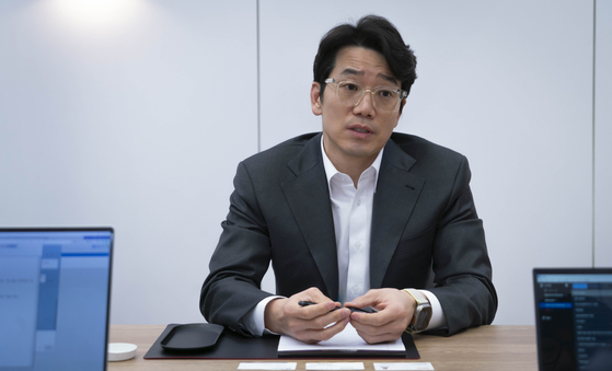 Kim Yong-hun, the SK Telecom vice president leading its AI business, speaks during an interview with the Korean press on Wednesday during CES 2024 in Las Vegas. [SK GROUP]
