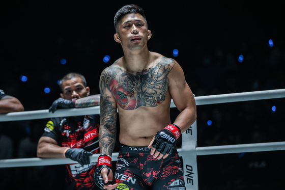 Martin Nguyen is in the ring during a featherweight MMA match against Leonardo Casotti at ONE Fight Night 7 in Bangkok, Thailand in February 2023. [ONE]