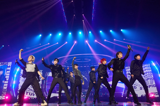 YG Entertainment's boy band Treasure during the band's ″Reboot″ concert in Seoul last December [YG ENTERTAINMENT]