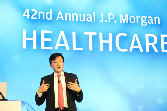 Samsung Biologics CEO John Rim speaks during the annual 42nd J.P. Morgan Healthcare Conference at the main Grand Ballroom in the Westin St. Francis Hotel in San Francisco, California. [SAMSUNG BIOLOGICS]