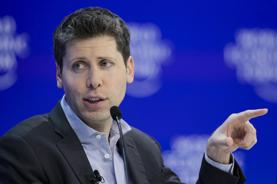 OpenAI CEO Sam Altman participates in the ″Technology in a turbulent world″ panel discussion during the annual meeting of the World Economic Forum in Davos, Switzerland, on Jan. 18. [AP/YONHAP]