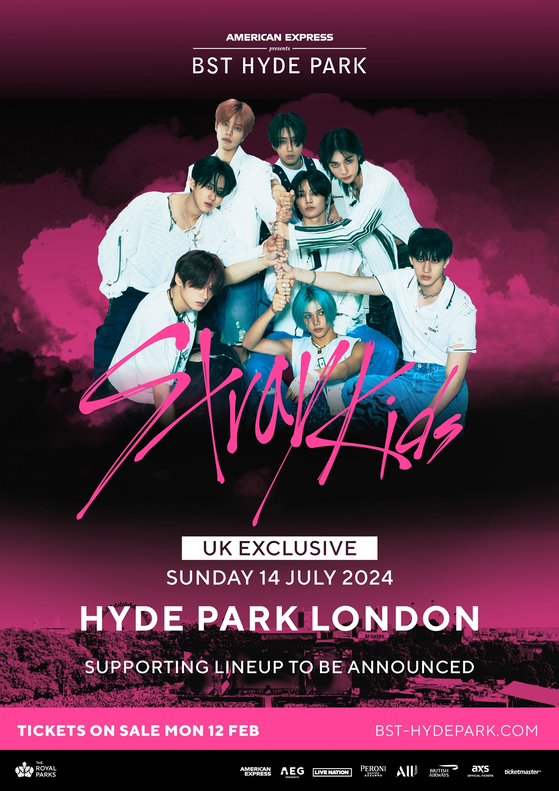 Stray Kids will headline the British Summer Time Hyde Park festival on July 14, making Stray Kids the first K-pop boy band headliner of the festival. [BST HYDE PARK]