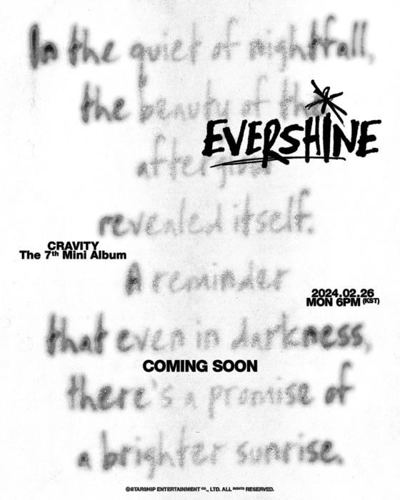 Teaser image of boy band Cravity's upcoming album ″Evershine″ [STARSHIP ENTERTAINMENT]