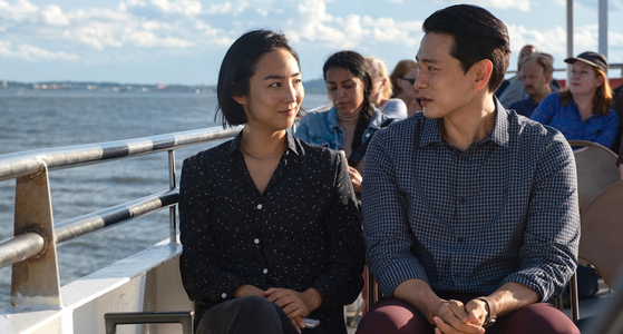 A scene from ″Past Lives″ (2023), Korean Canadian director Celine Song's film about two childhood friends who meet decades later and reconnect, starring Greta Lee, left, and Yoo Teo [CJ ENM]