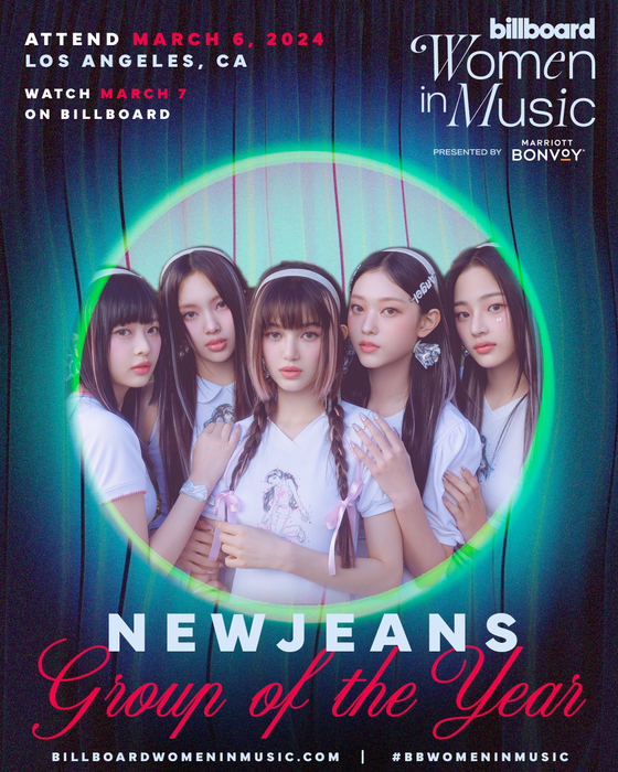 Girl group NewJeans to perform at the 2024 Billboard Women in Music Awards ceremony on March 6 [BILLBOARD]
