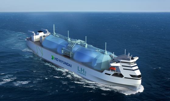 A concept design of a large liquid hydrogen carrier to be developed by HD Korea Shipbuilding & Offshore Engineering, the shipbuilding holding company under HD Hyundai, before 2030 [HD HYUNDAI]