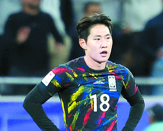 Lee Kang-in reacts during the Asian Cup semifinal between Korea and Jordan in Qatar on Feb. 6.  [NEWS1]