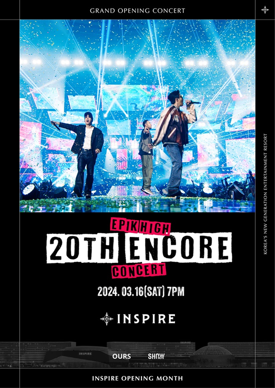 Hip-hop trio Epik High will hold a concert at the Inspire Arena in March [MOHEGAN INSPIRE]