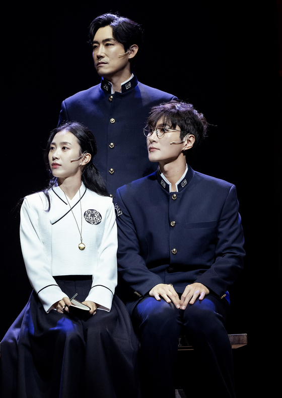 Clockwise from top, actors Jeon Jae-hong as Lee Su-han; Park Eun-tae as Yun I-seon; and Park Ji-yeon as Seo Jin-yeon in the musical "Il Tenore" [OD COMPANY]
