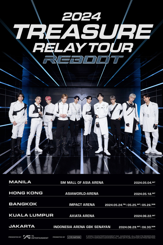 Promo poster for boy band Treasure's upcoming Asian tour "Treasure Relay Tour [Reboot]" [YG ENTERTAINMENT]