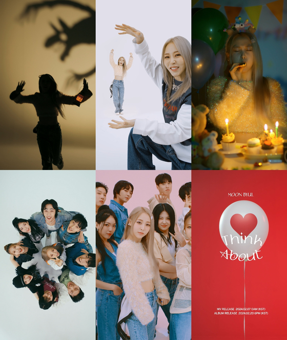 Still images from Moonbyul's teaser video for ″Think About,″ the title track for her upcoming album ″Starlit of Muse″ [RBW]