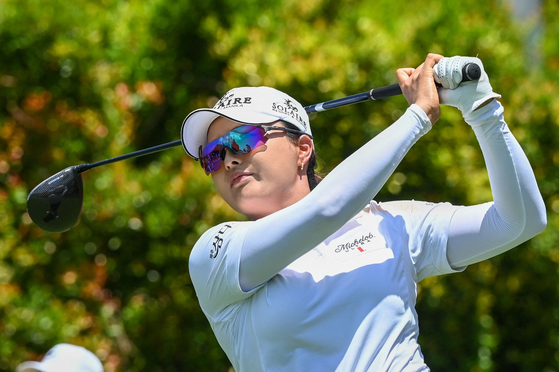 Ko Jin-young tees off during round one of the HSBC Women's World Championship golf tournament at Sentosa Golf Club in Singapore on Thursday. [AFP/YONHAP