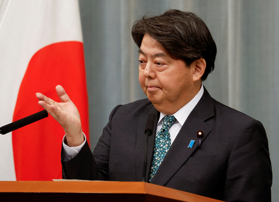 Japan's Chief Cabinet Secretary Yoshimasa Hayashi attends a press conference at Prime Minister Fumio Kishida's official residence in Tokyo, Japan on Dec. 14, 2023. [REUTERS/YONHAP]