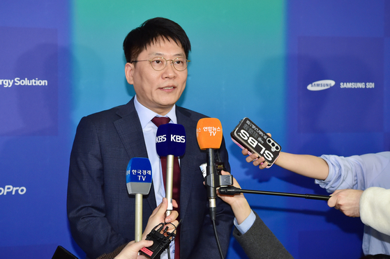 LG Energy Solution CEO Kim Dong-myung speaks during an interview at InterBattery 2024 held in Coex, southern Seoul, on Wednesday. [JOINT PRESS CORPS]