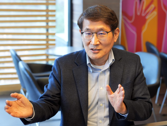 Kim Han-il, senior director of supply chain management at McDonald's Korea, speaks during an interview at McDonald's Pyeongtaek GS D/T branch on Tuesday. [MCDONALD'S KOREA]