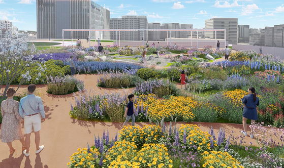 A flower garden in Magok-dong, Gangseo District, western Seoul, in a rendered image provided by the Seoul Metropolitan Government on Thursday. The city government said on the same day that the capital will host 1,007 gardens by 2026 to create more green spaces for the residents. [SEOUL METROPOLITAN GOVERNMENT]