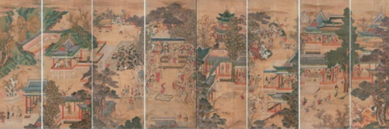 "The Joyous Banquet of Guo Ziyi,” a late-Joseon Dynasty (1392-1910) painting in the collection at Grassi Museum of Ethnology in Leipzig, Germany, before undergoing conservation work. [OVERSEAS KOREAN CULTURAL HERITAGE FOUNDATION] 