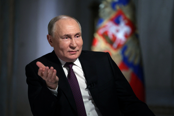 Russian President Vladimir Putin speaks during an interview in Moscow on Tuesday. [REUTERS/YONHAP]