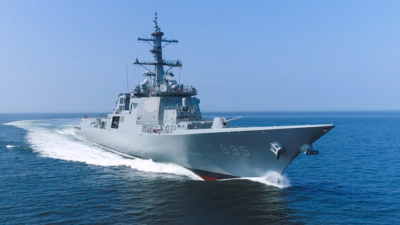 The King Jeongjo the Great destroyer, which HD Hyundai Heavy Industries built as the country's first next-generation Aegis destroyer, is under test operation. HD Hyundai Heavy Industries has started working on building the second next-generation Aegis destroyer Wednesday. [HD HYUNDAI]