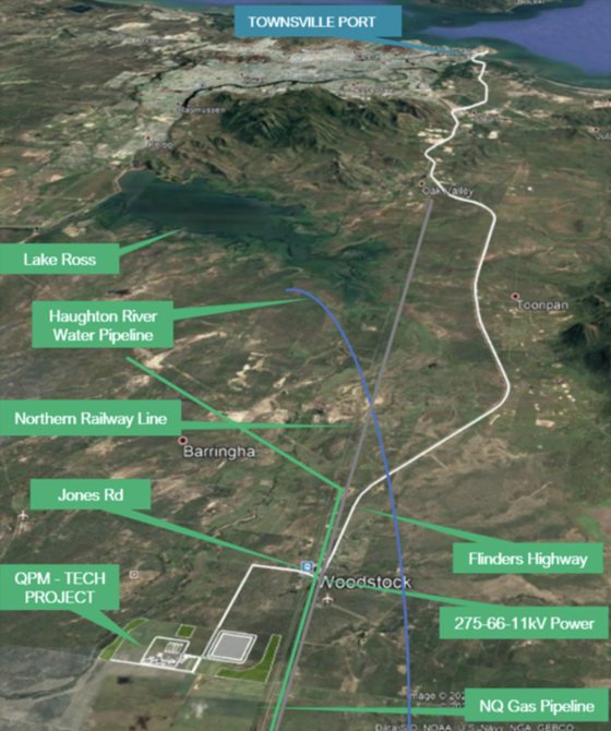 QPM은 100% 지분을 출자한 TECH (Townsville Energy Chemicals Hub) 프로젝트를 진행하고 있다. 호주 퀸즈랜드 북부에 전기차 배터리용 니켈과 코발트를 친환경 공법으로 정제하는 공장을 건설할 예정이다. 자료 QPM