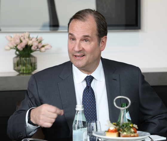 President and CEO of Marriott International Anthony Capuano speaks to the Korea JoongAng Daily on Feb. 26, at JW Marriott Hotel Seoul in Seocho District, southern Seoul. [PARK SANG-MOON]