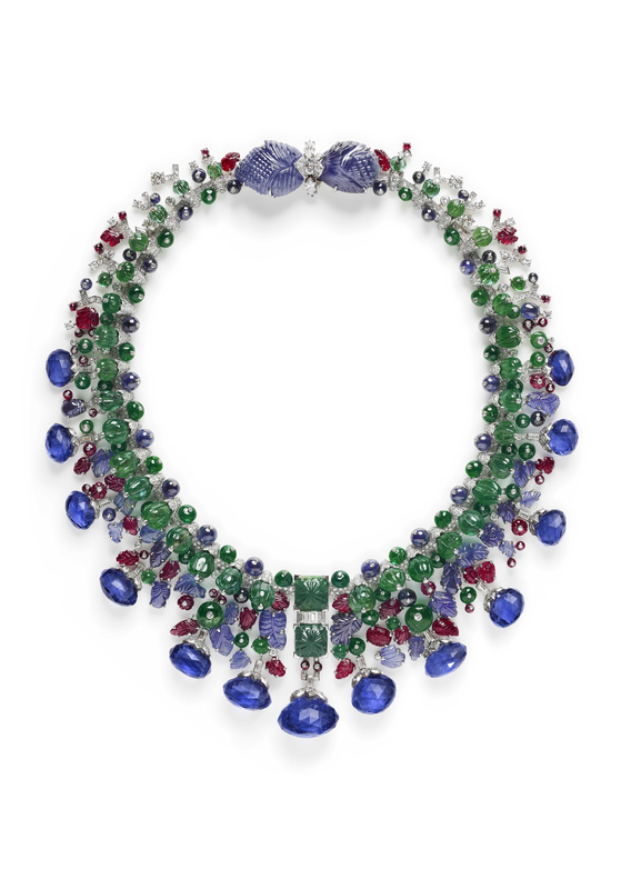 A Cartier Hindu necklace specially ordered by the Singer sewing machine manufacturer heiress Daisy Fellowes (1890-1962) in 1936, and altered with an updated design in 1963 [CARTIER]