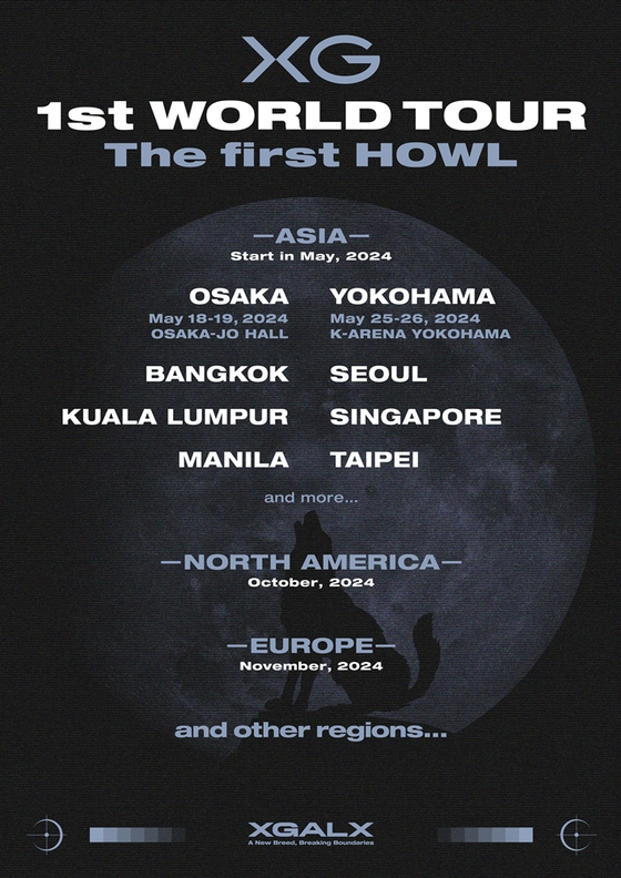 Girl group XG will hold its first world tour, ″The first HOWL,″ in May. [XGALX]