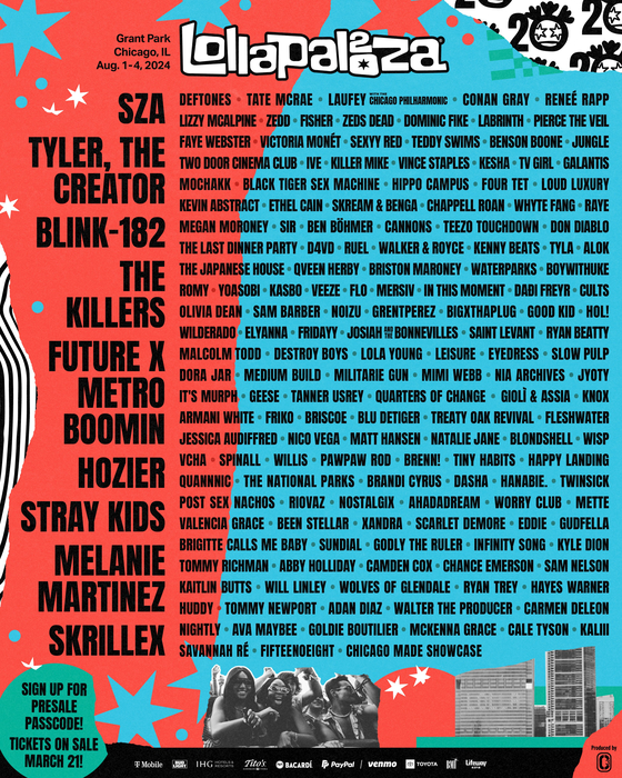 Final lineup for Lollapalooza Chicago 2024 [LOLLAPALOOZA]