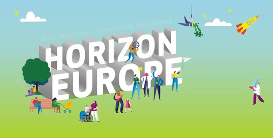Logo for Horizon Europe, the European Union's largest multilateral research and innovation funding program. [HORIZON EUROPE]
